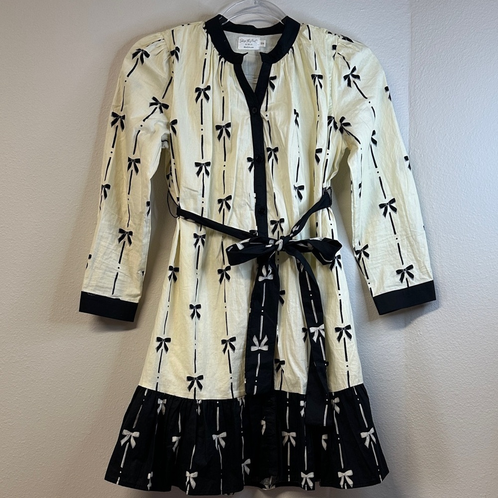 Shop The Mint Elodie Cream Bow Print Girls Size 12/14 EUC